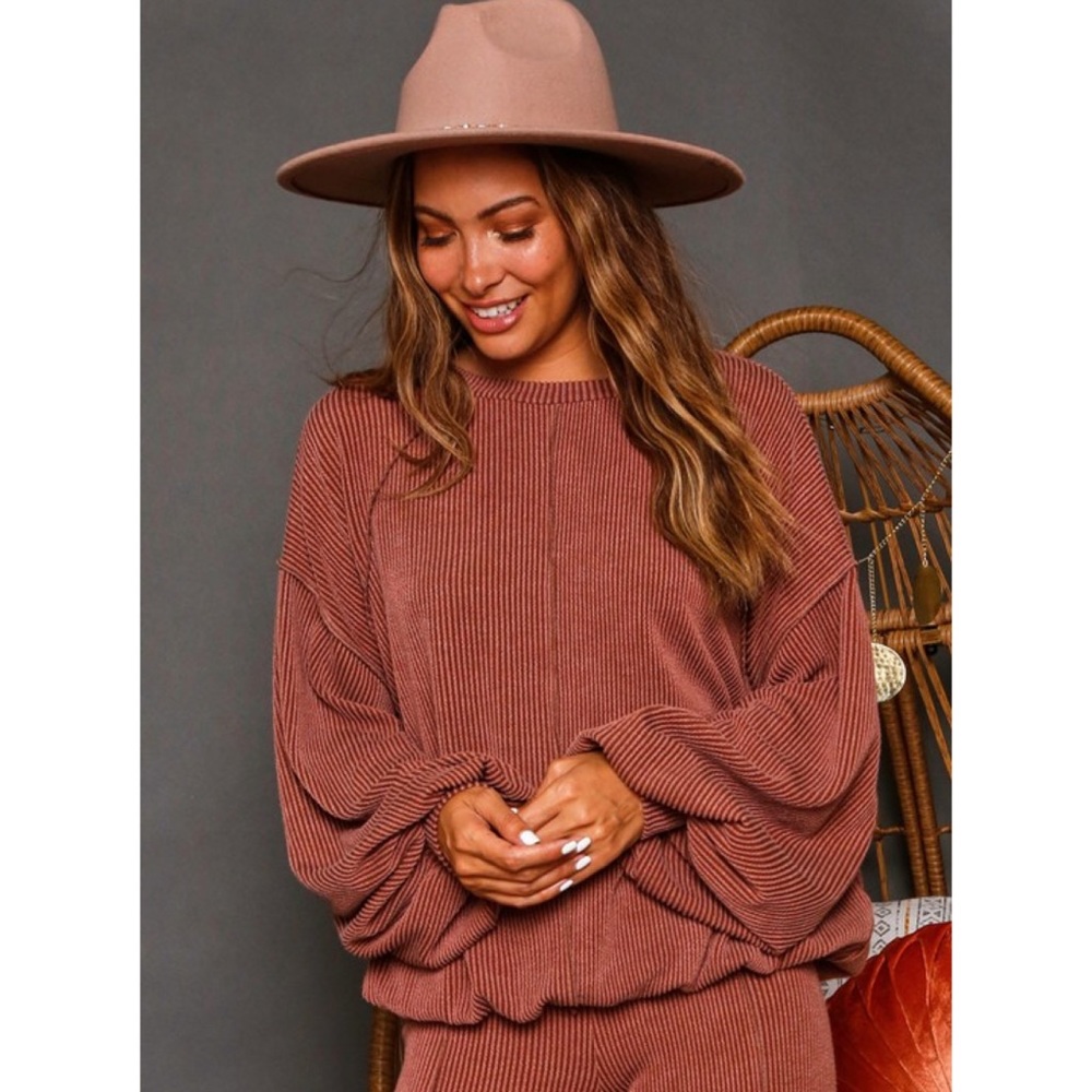 Casual Basic Fall Tops Ribbed Loose Slouchy Fit Top Soft Comfy Women’s Tops